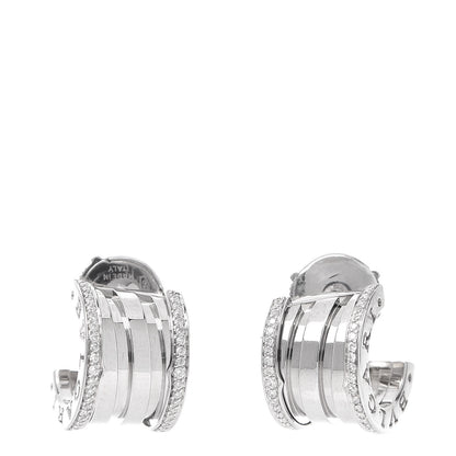 Bulgari 18K White Gold Diamond B.Zero1 Hoop Earrings 1 of 4