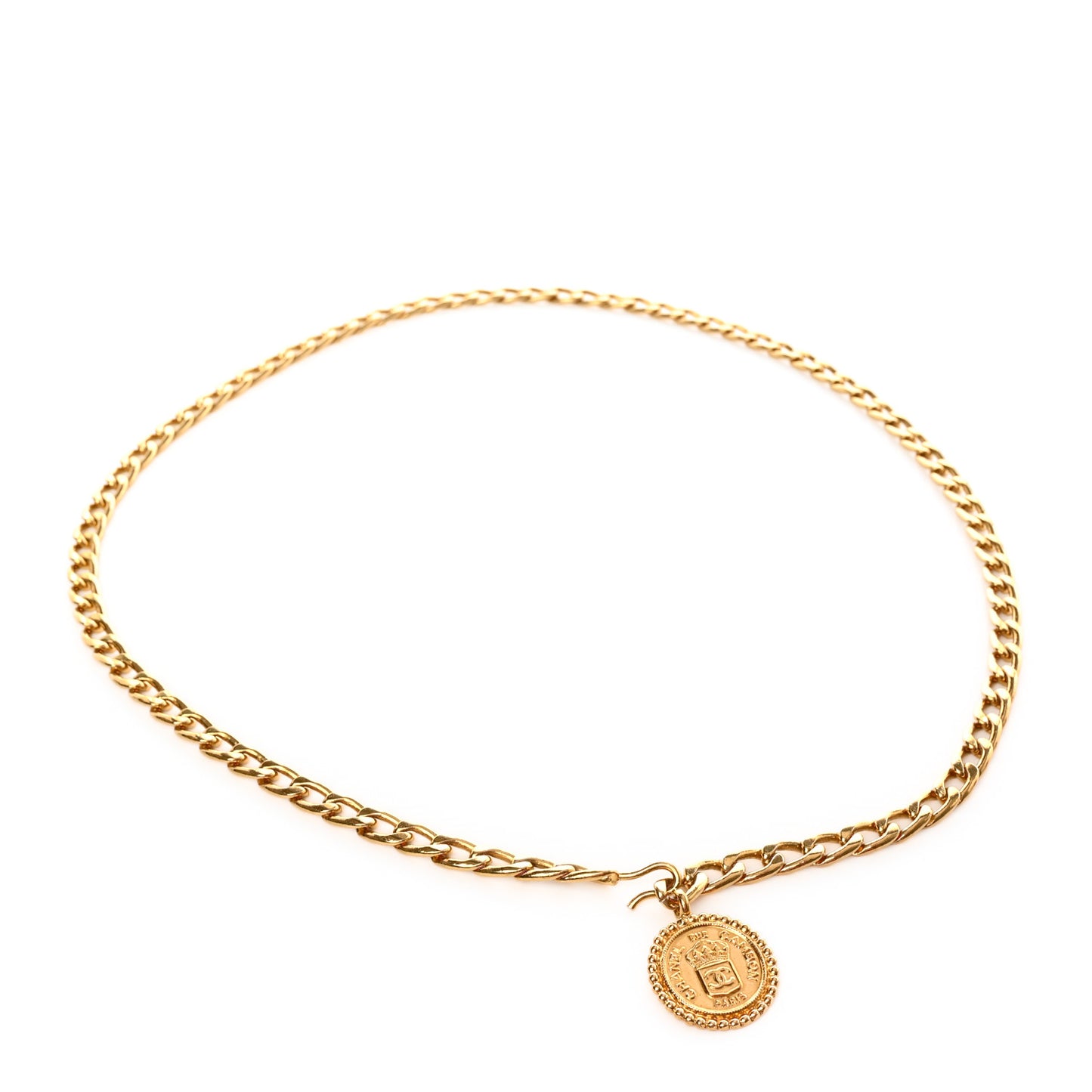 Metal Chain CC Medallion Belt Gold