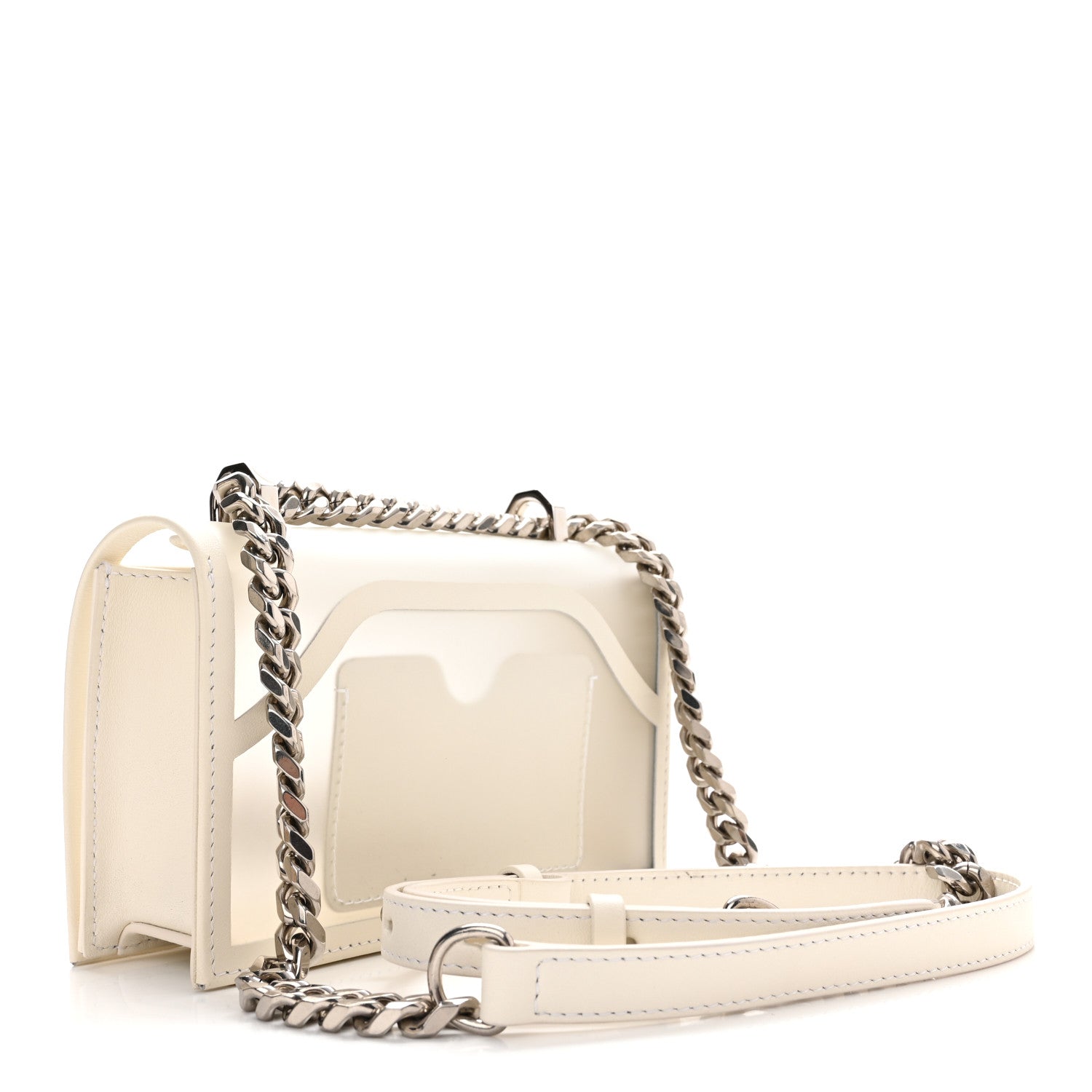 Alexander McQueen Calfskin Polyurethane Mini Jeweled Knuckle Satchel Clear White 3 of 9