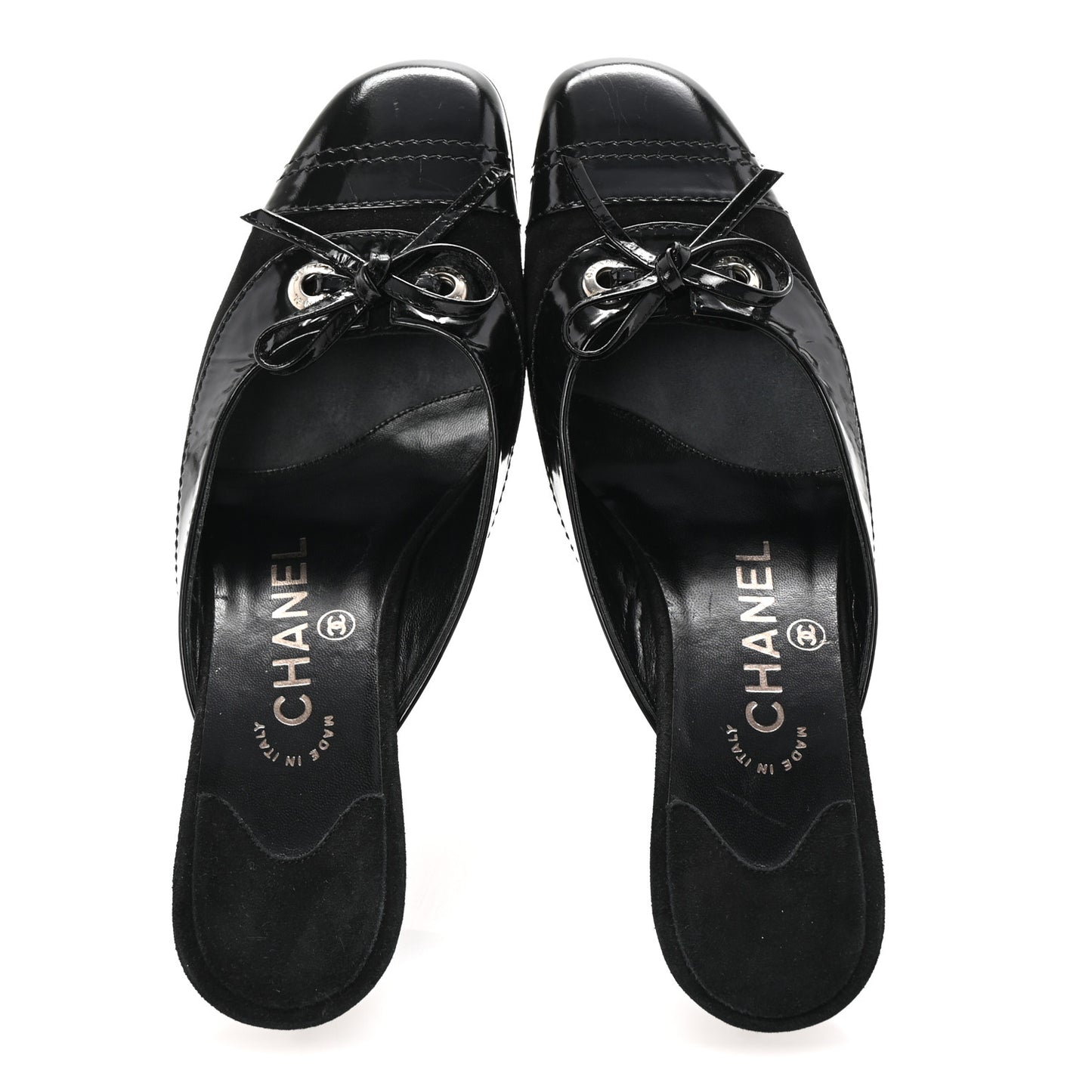Patent Suede Cap Toe Kitten Heel Pumps 37.5 Black