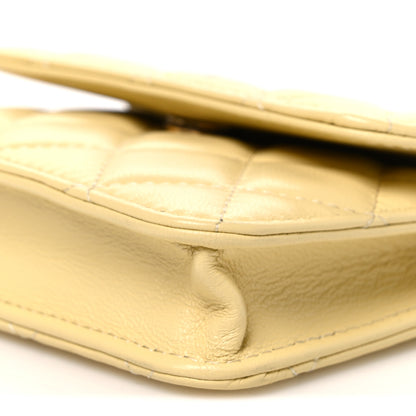Chanel Lambskin Quilted Pearl Crush Clutch With Chain Yellow 11 of 11