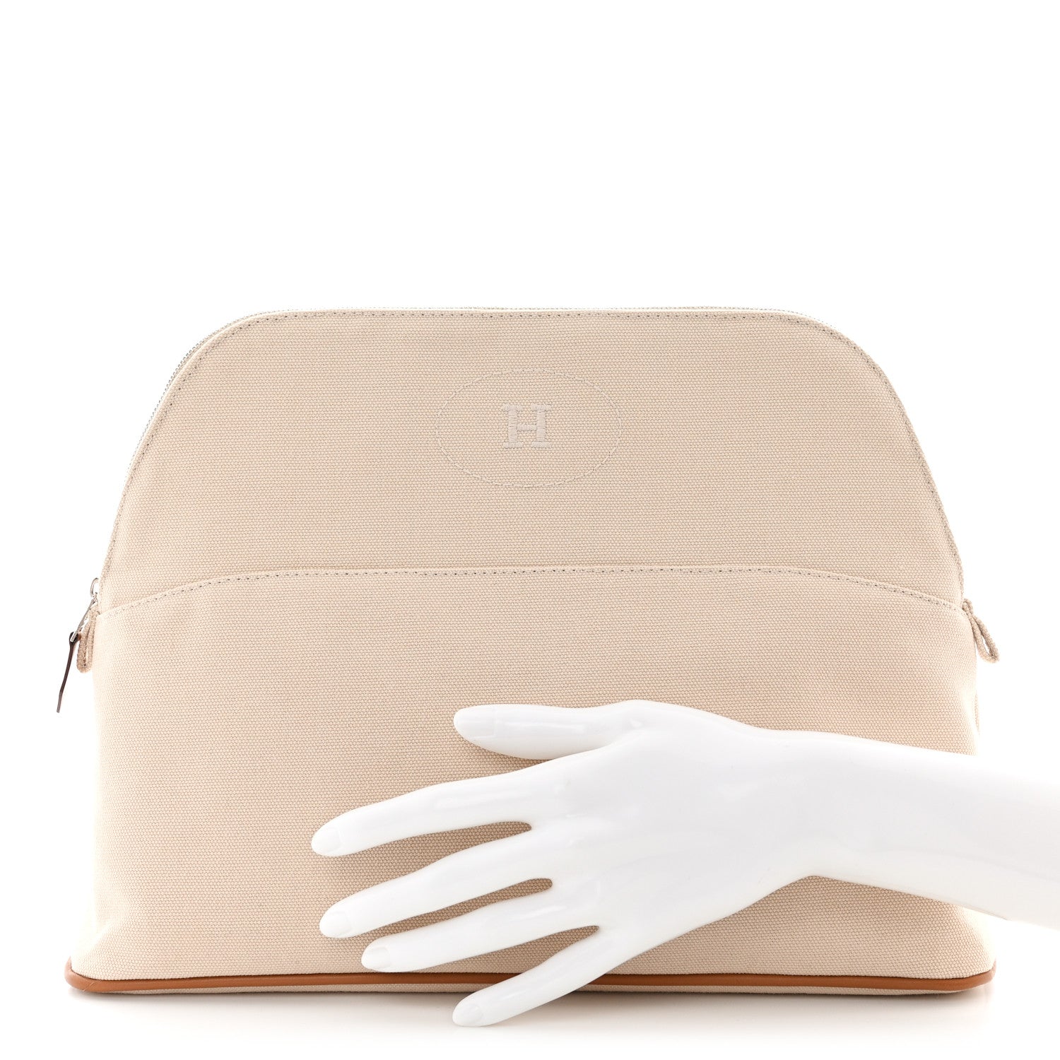 Hermes Cotton Canvas Mini Bolide Travel Cosmetic Pouch Natural 2 of 10