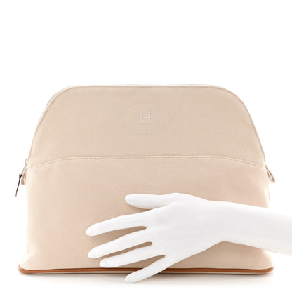 Hermes Cotton Canvas Mini Bolide Travel Cosmetic Pouch Natural 2 of 10