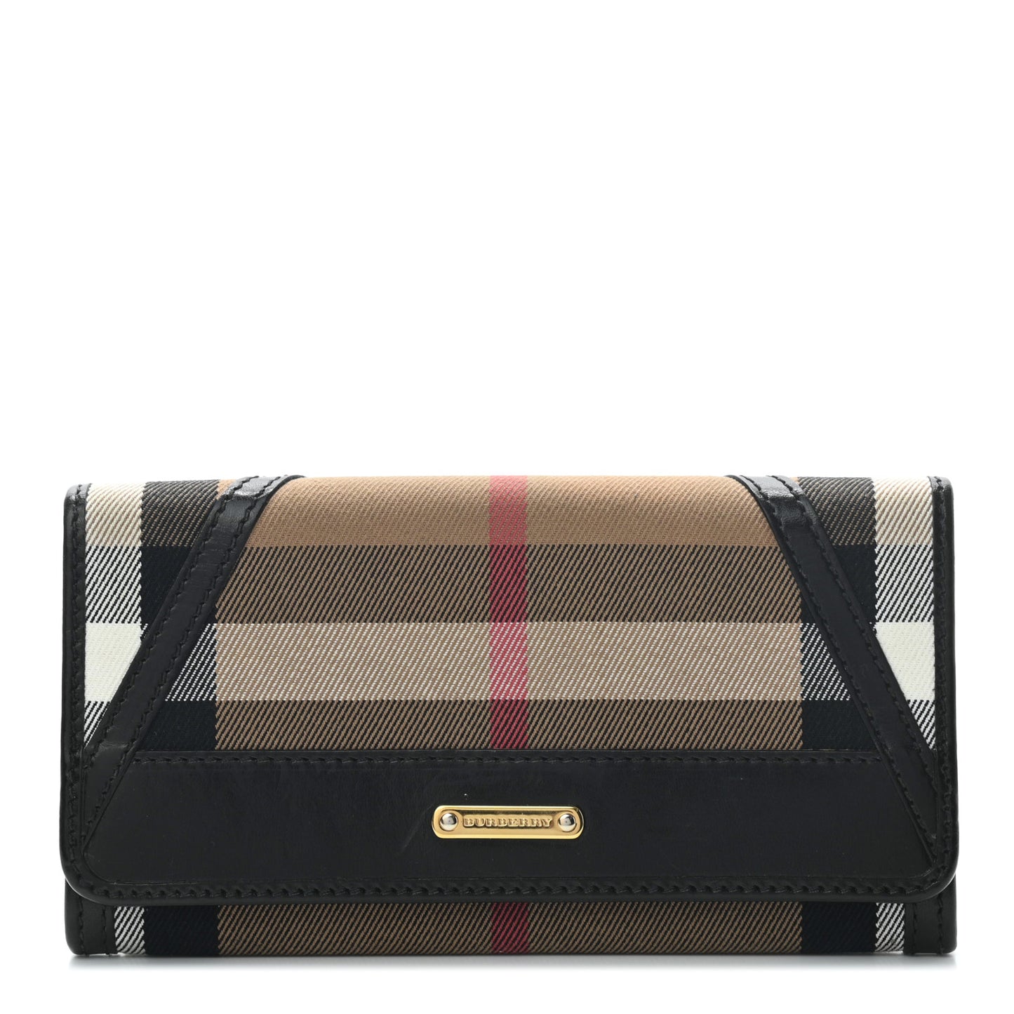 House Check Bridle Calfskin Penrose Continental Wallet Black