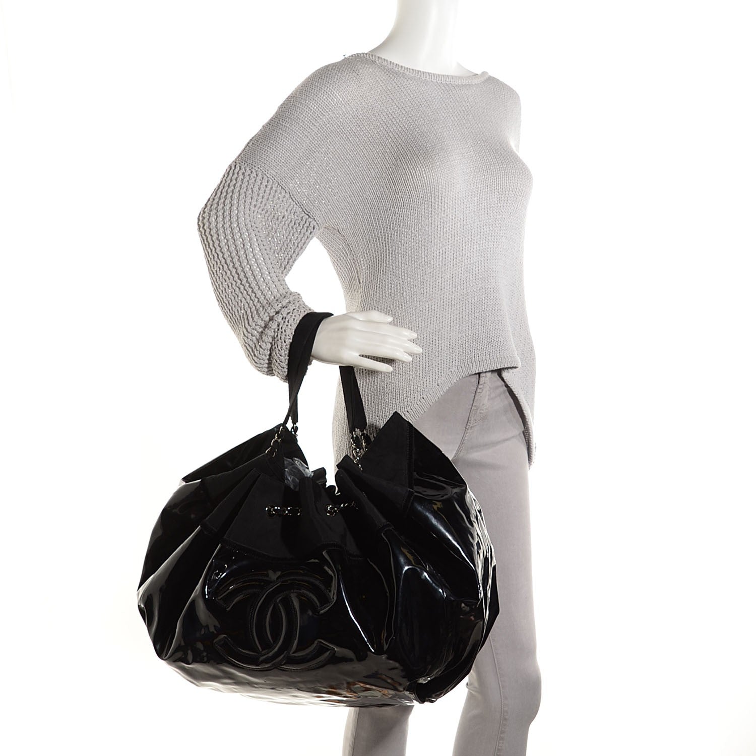Chanel Vinyl Stretch Spirit Large Cabas Black 2 of 7
