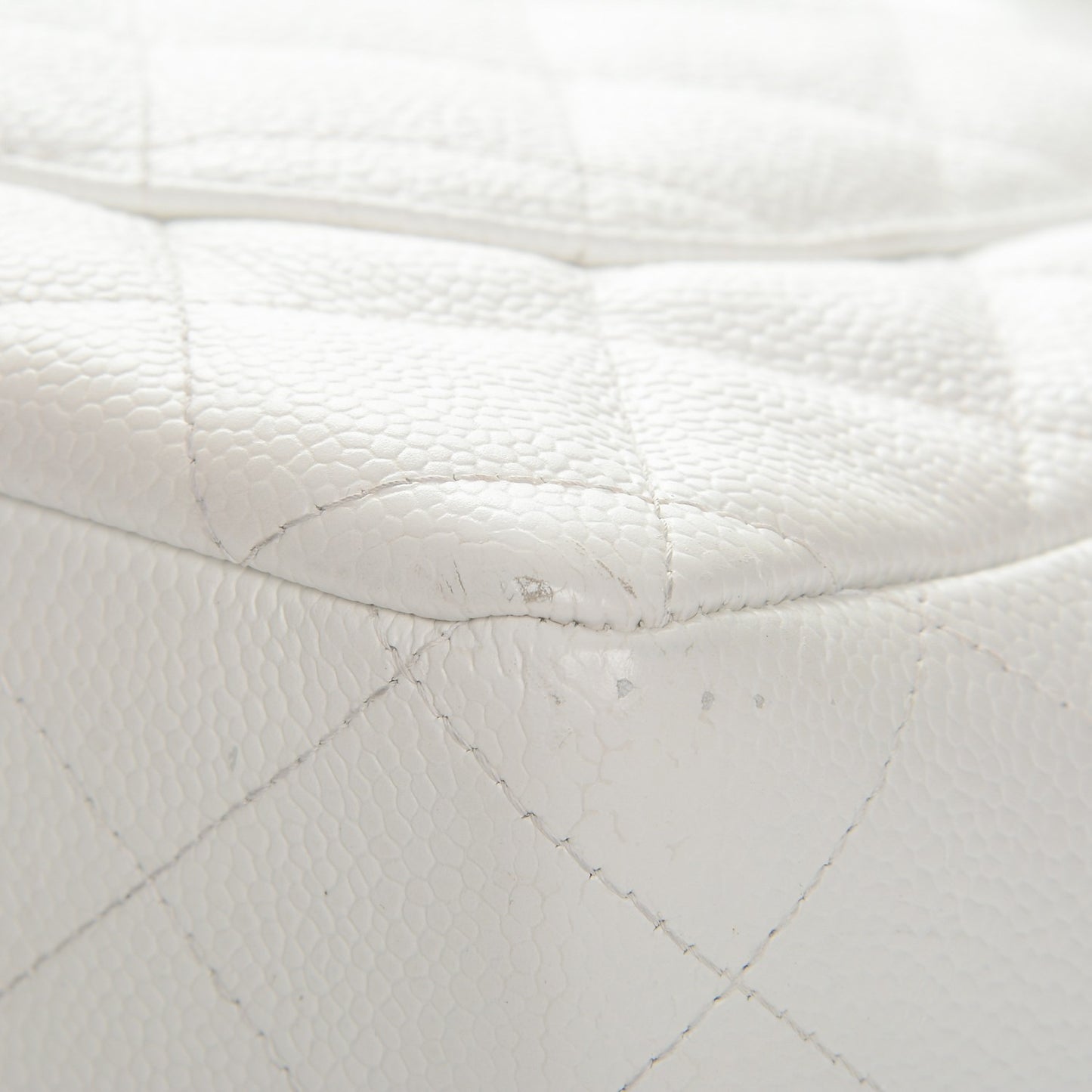 Caviar Quilted Jumbo Single Flap White