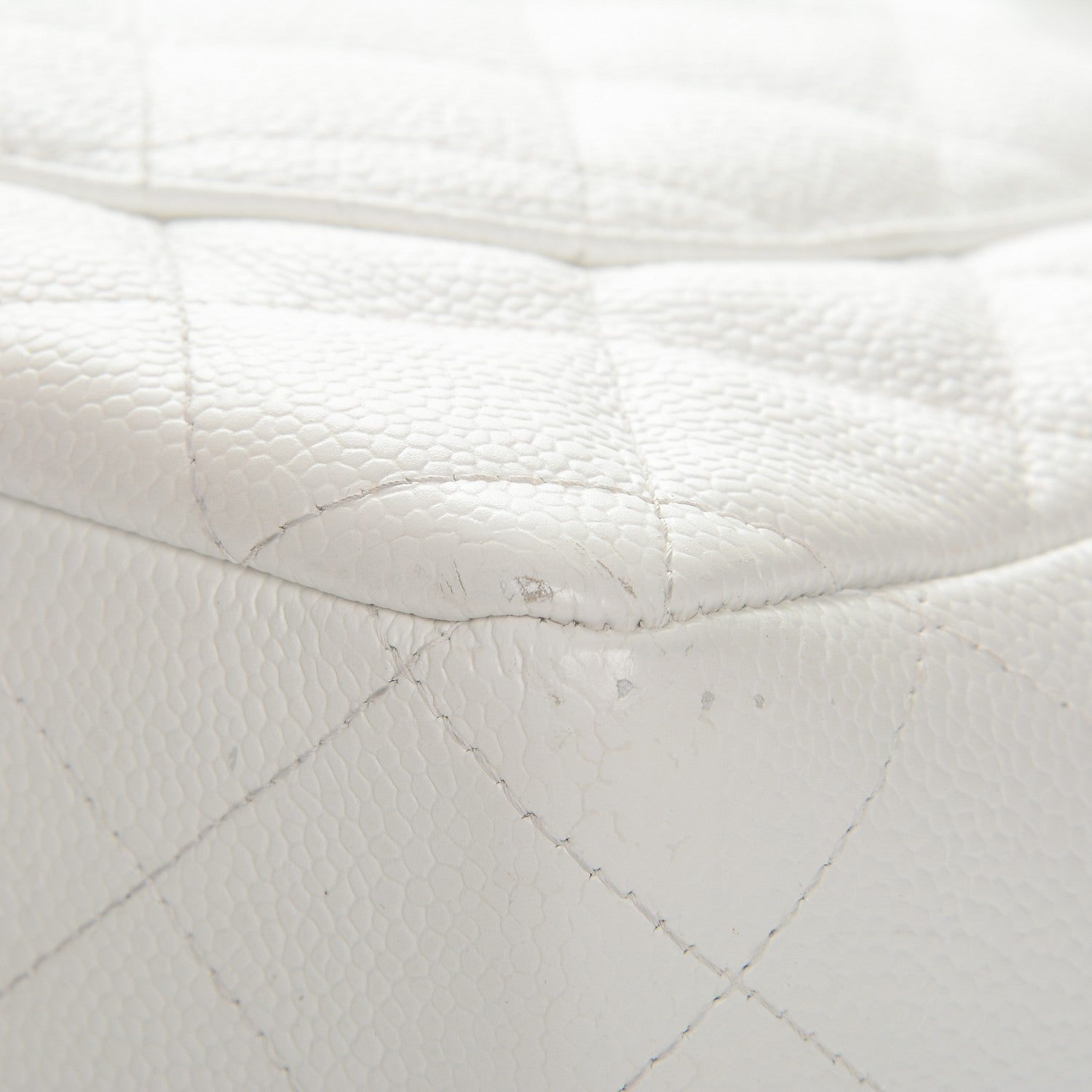 Chanel Caviar Quilted Jumbo Single Flap White 9 of 13