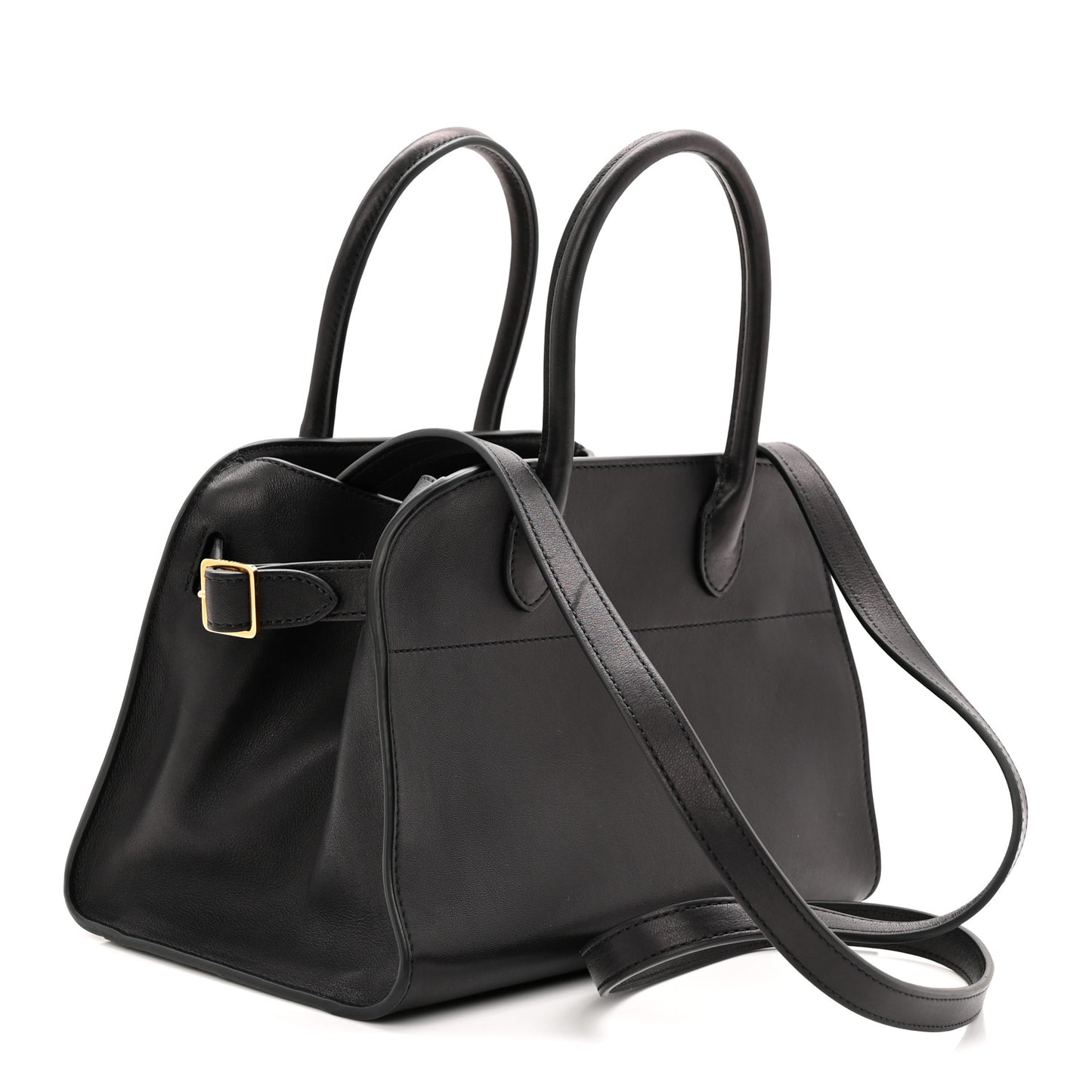 Polished Saddle Calfskin Soft Margaux 10 Bag Black