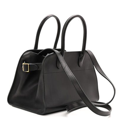 The Row Polished Saddle Calfskin Soft Margaux 10 Bag Black 3 of 9