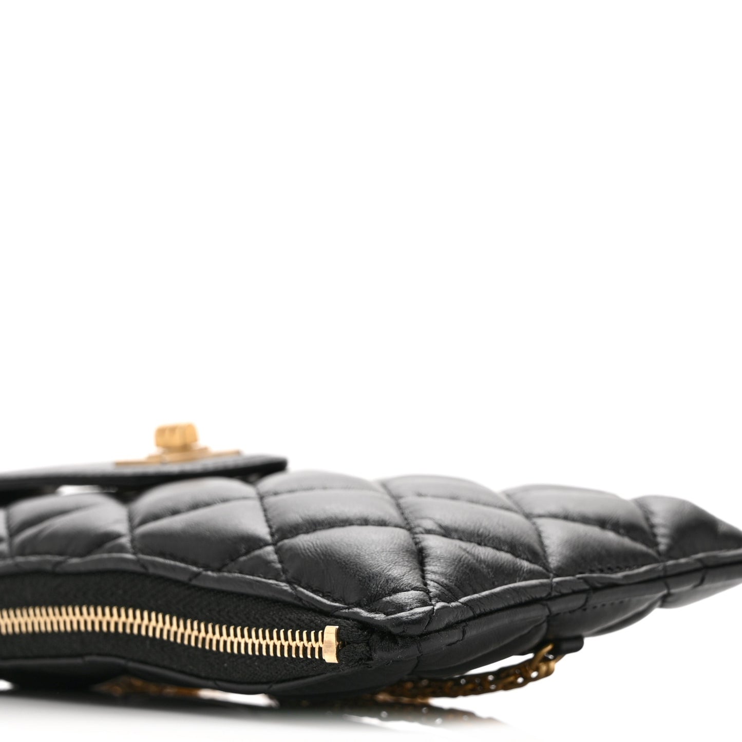 Aged Calfskin Quilted Reissue Phone Holder With Chain Bag Black