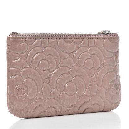 Chanel Goatskin Camellia Embossed Cosmetic Pouch Light Pink 3 of 7