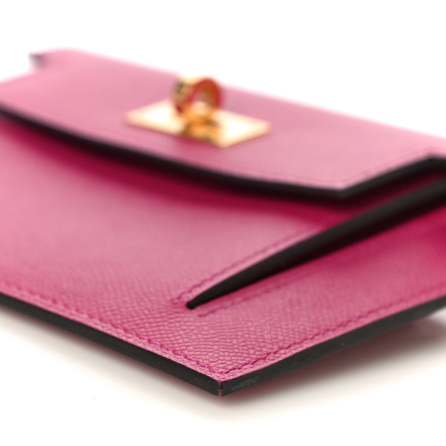 Madame Calfskin Kelly Pocket Compact Wallet Rose Pourpre