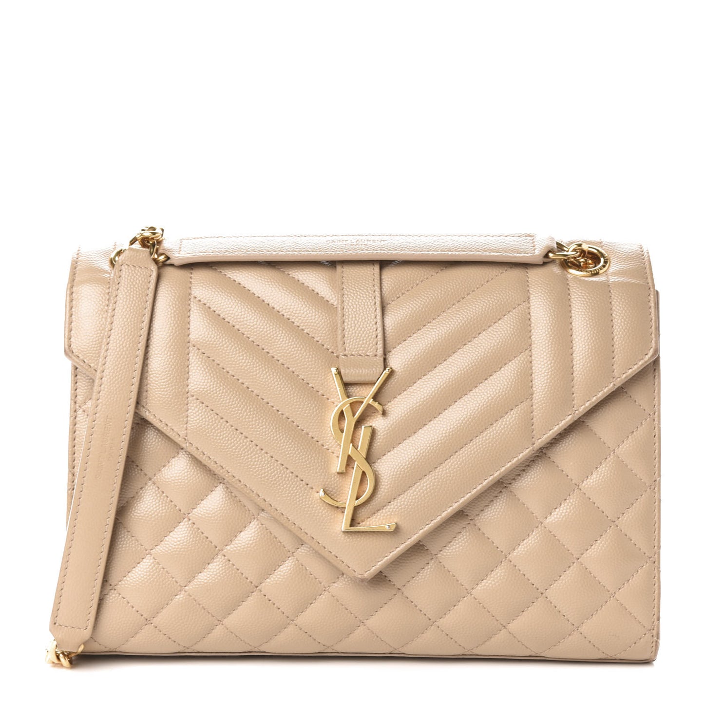 Grain De Poudre Textured Mixed Matelasse Medium Triquilt Monogram Satchel Dark Beige