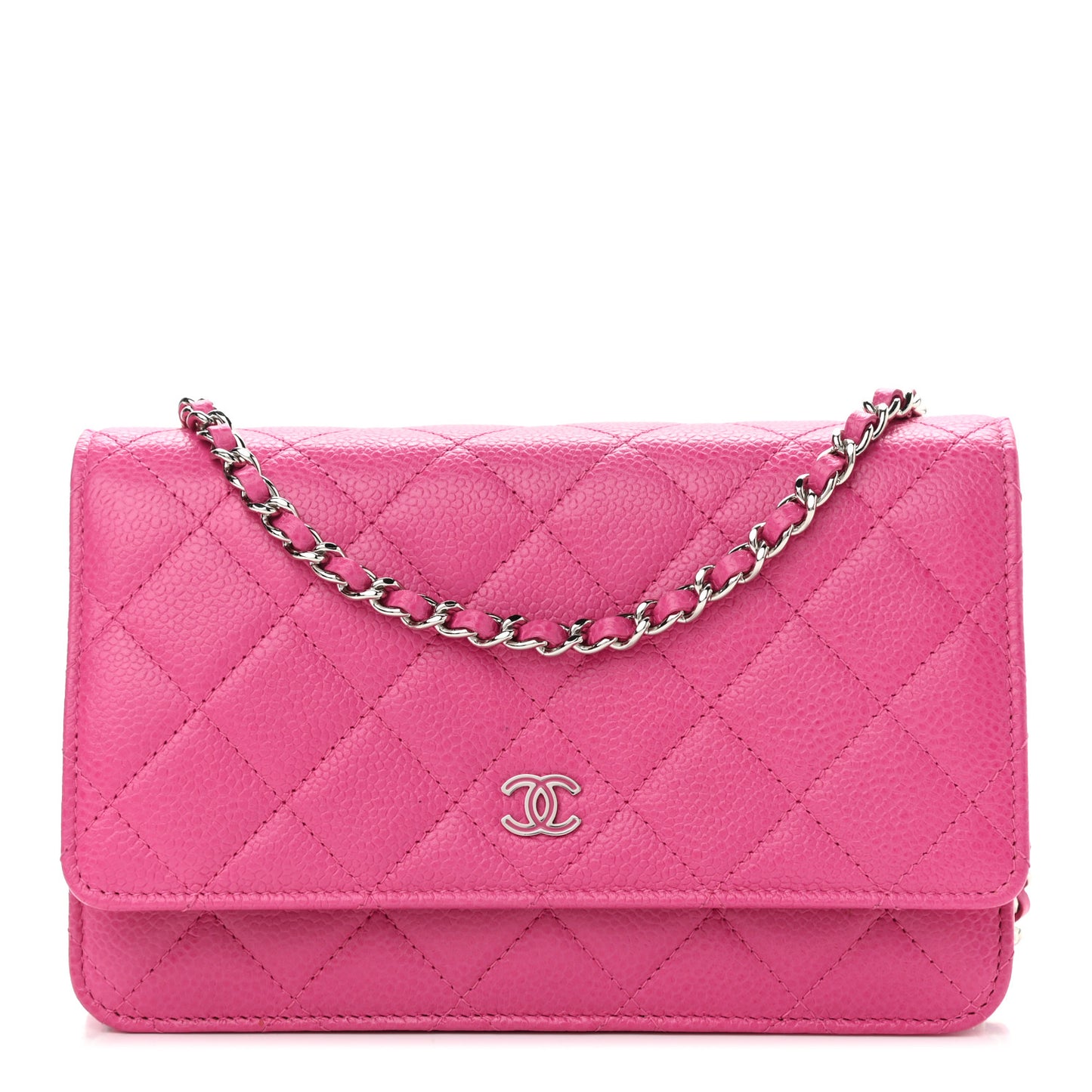 Caviar Quilted Wallet on Chain WOC Pink