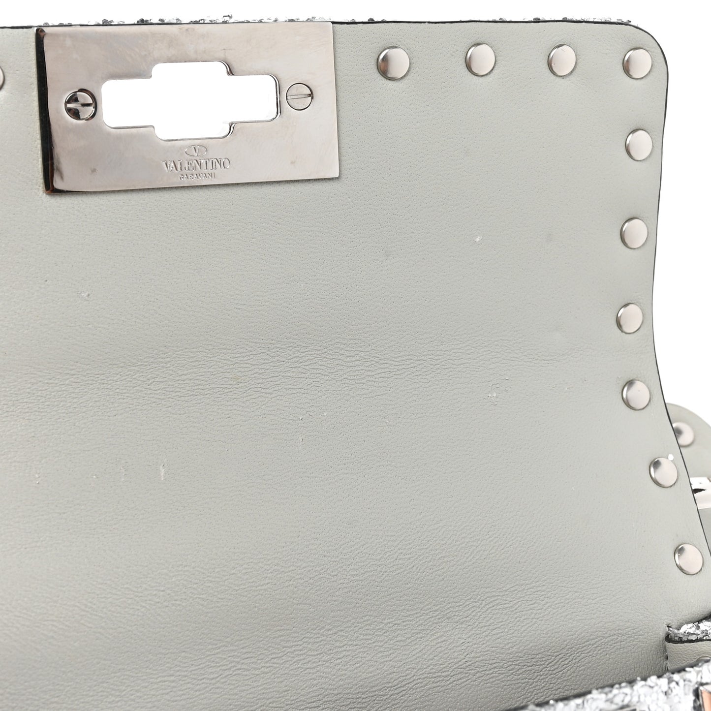 Glitter Mini Rockstud Spike Shoulder Bag Silver