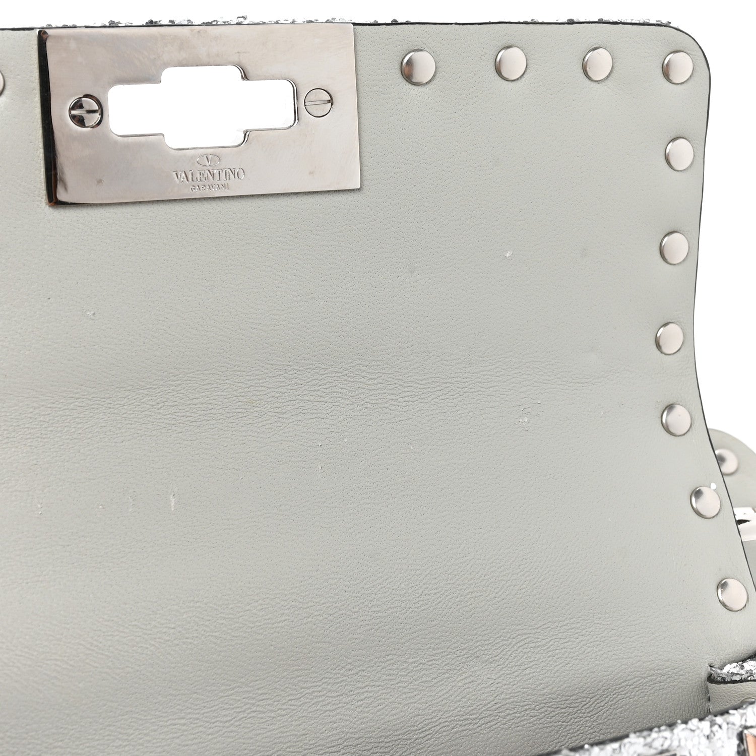 Valentino Garavani Glitter Mini Rockstud Spike Shoulder Bag Silver 10 of 11