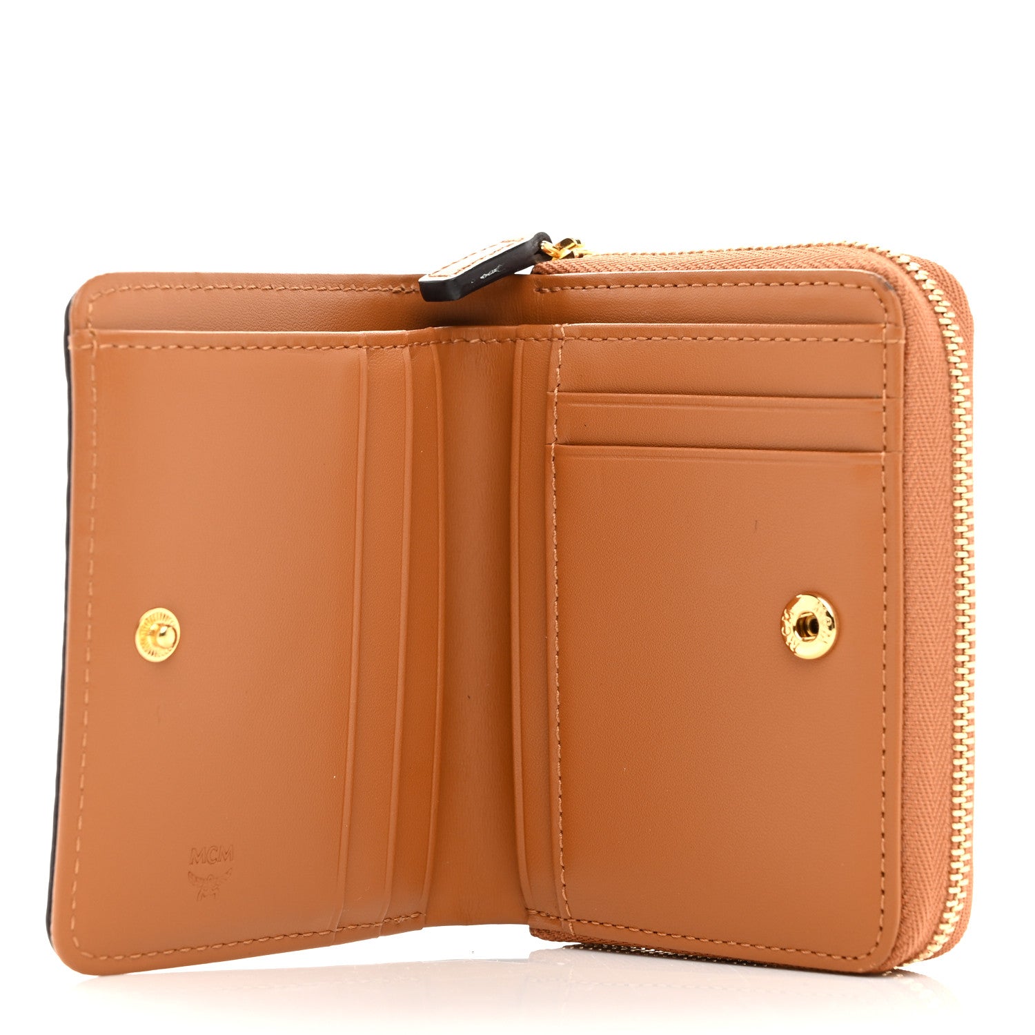 MCM Visetos New Year Series Rooster Mini Zip Around Wallet Cognac 5 of 8