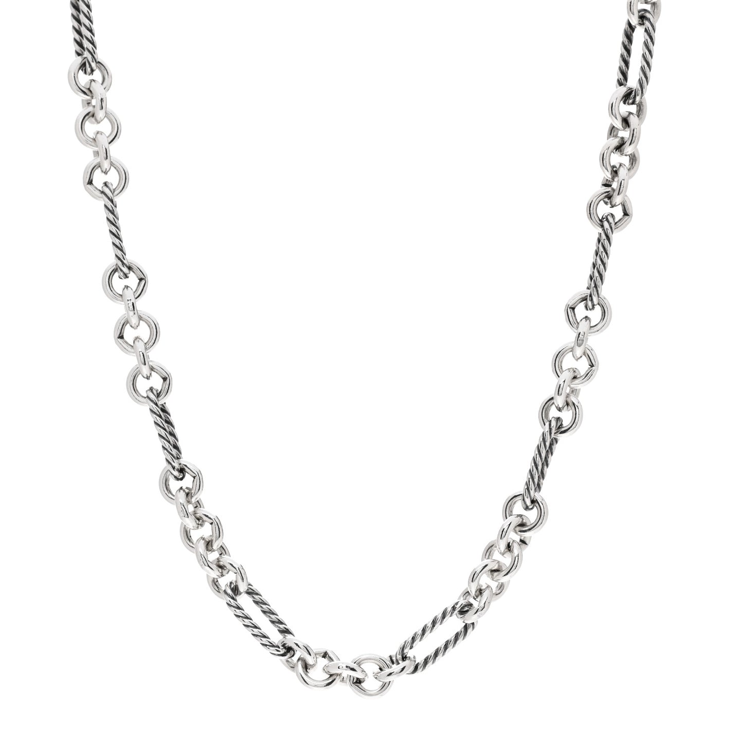 Sterling Silver 18K Yellow Gold Figaro Link Toggle Necklace