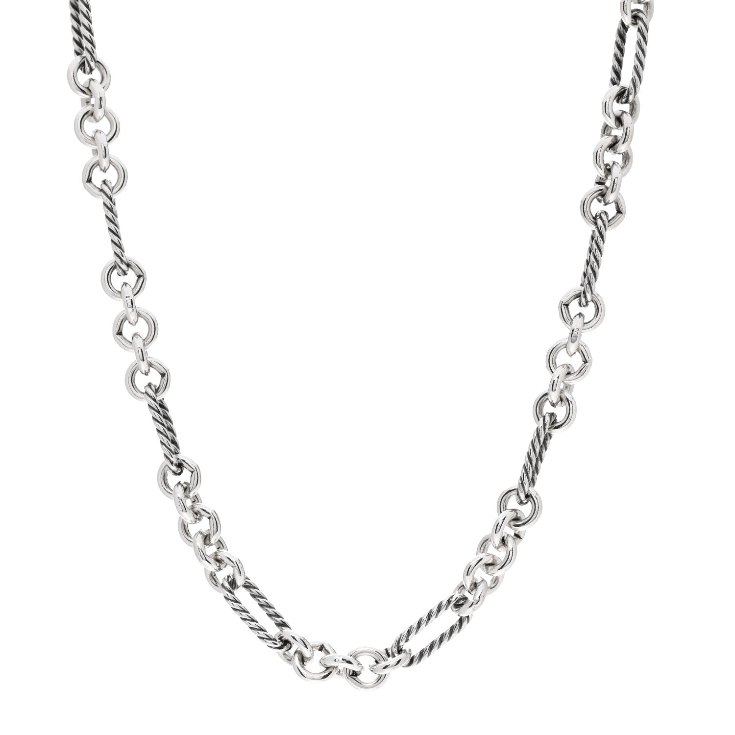 David Yurman Sterling Silver 18K Yellow Gold Figaro Link Toggle Necklace 1 of 4