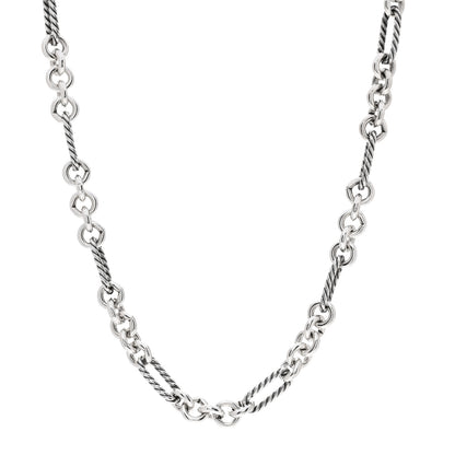 David Yurman Sterling Silver 18K Yellow Gold Figaro Link Toggle Necklace 1 of 4