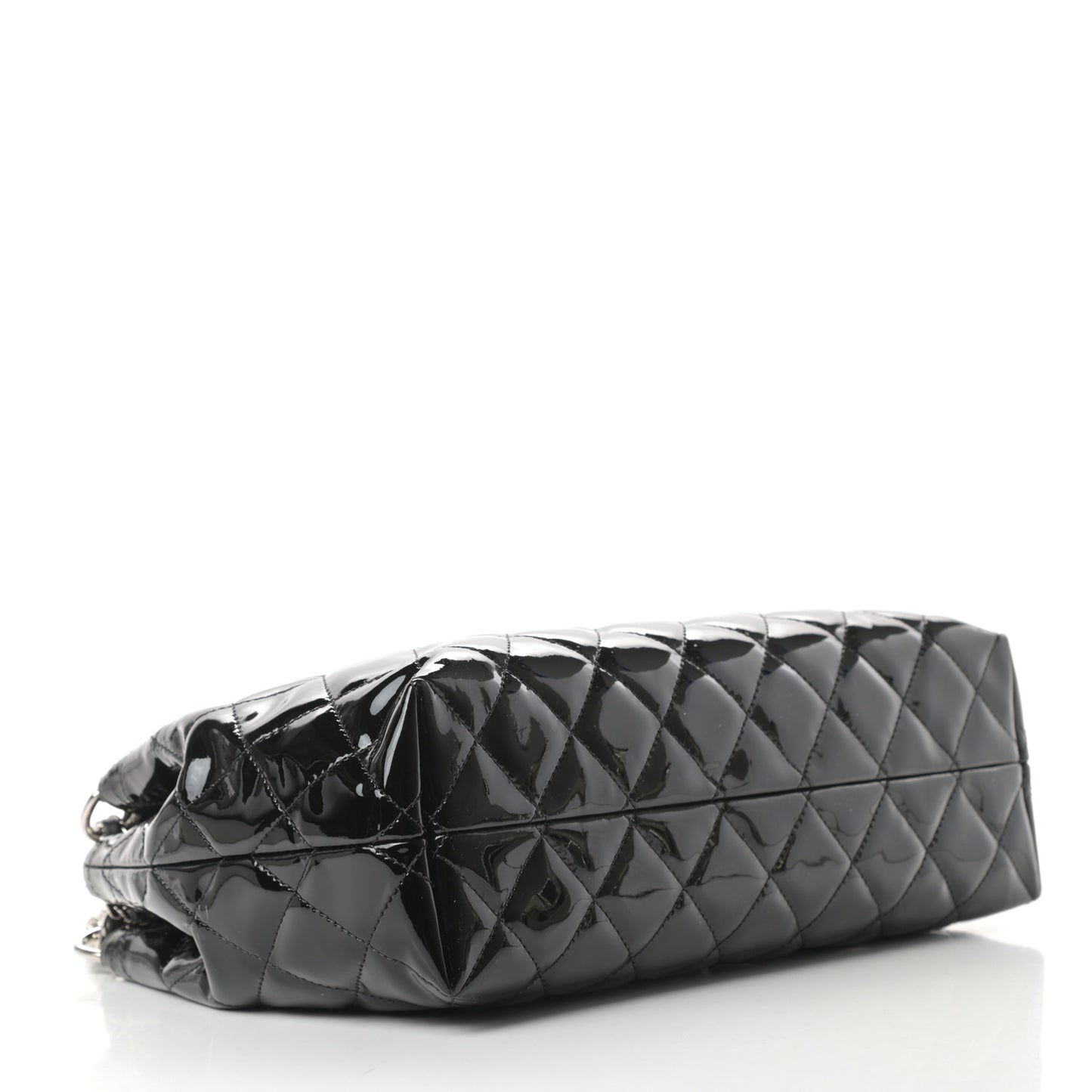 Patent Quilted Large Coco Shine Accordion Flap Black