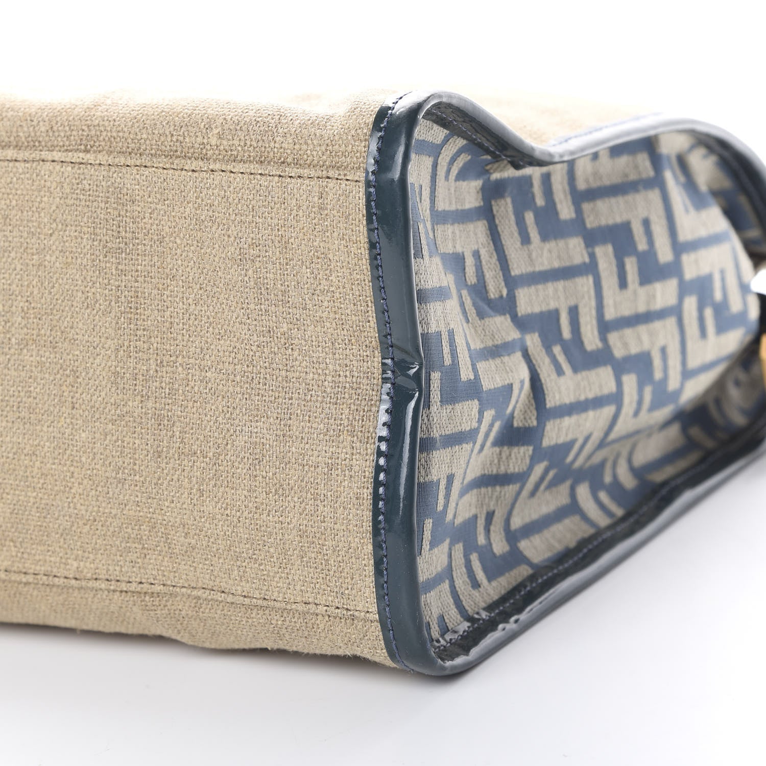 Fendi Linen Patent FF Shopping Tote Blue 9 of 9