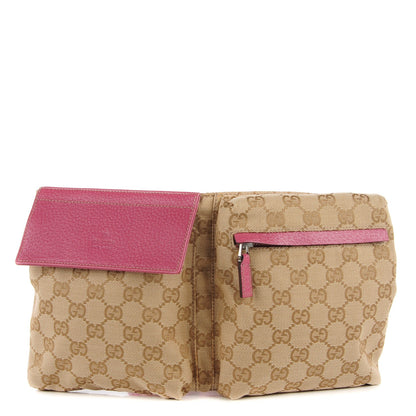 Gucci GG Monogram Web Double Pocket Belt Bag Pink 1 of 8