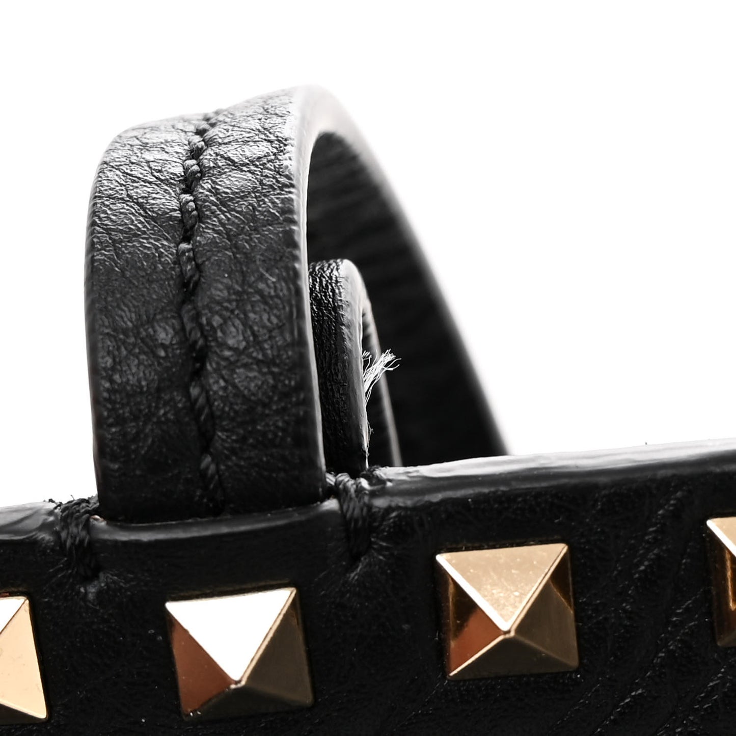Grained Calfskin Rockstud Shoulder Tote Black