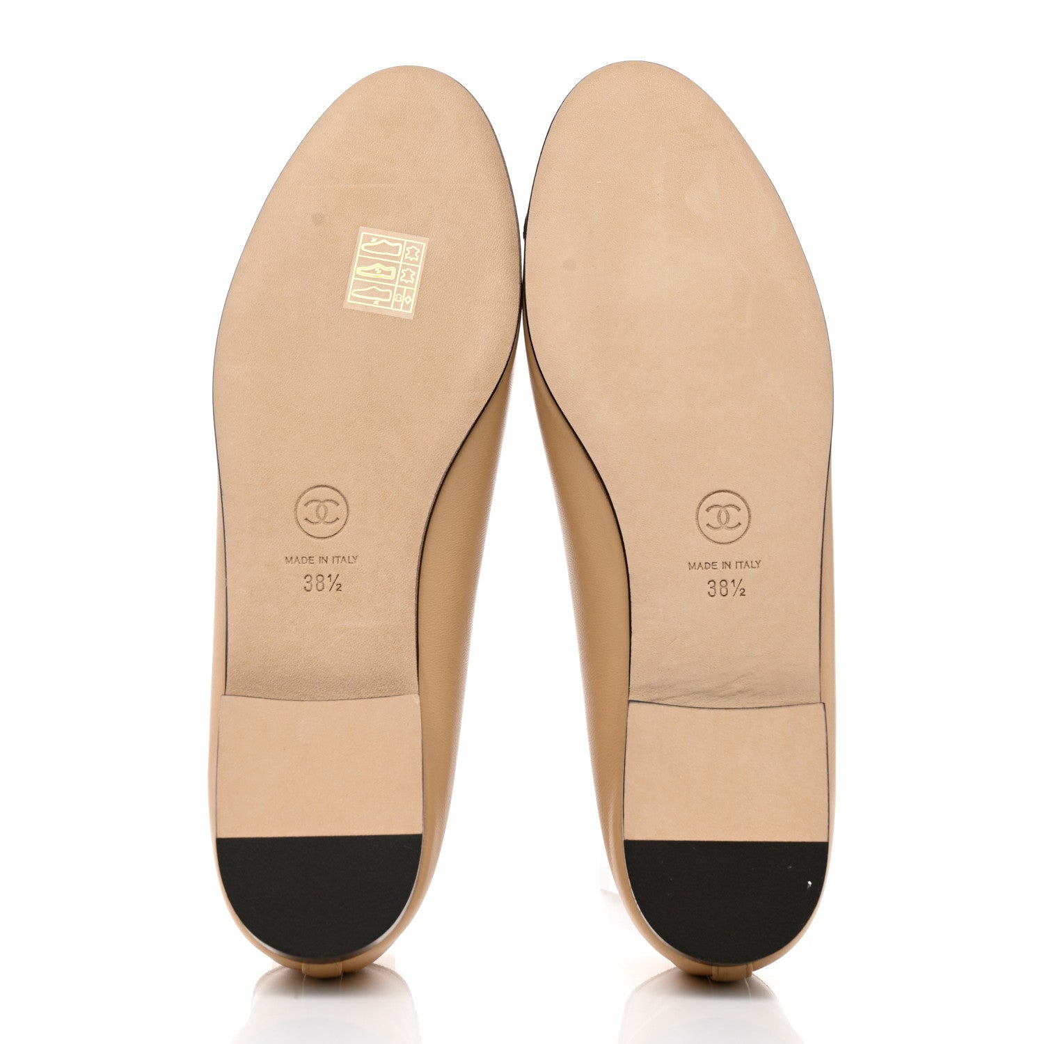 Chanel Lambskin Cap Toe Ballerina Flats 38.5 Beige Black 5 of 9