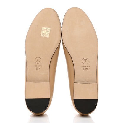 Chanel Lambskin Cap Toe Ballerina Flats 38.5 Beige Black 5 of 9