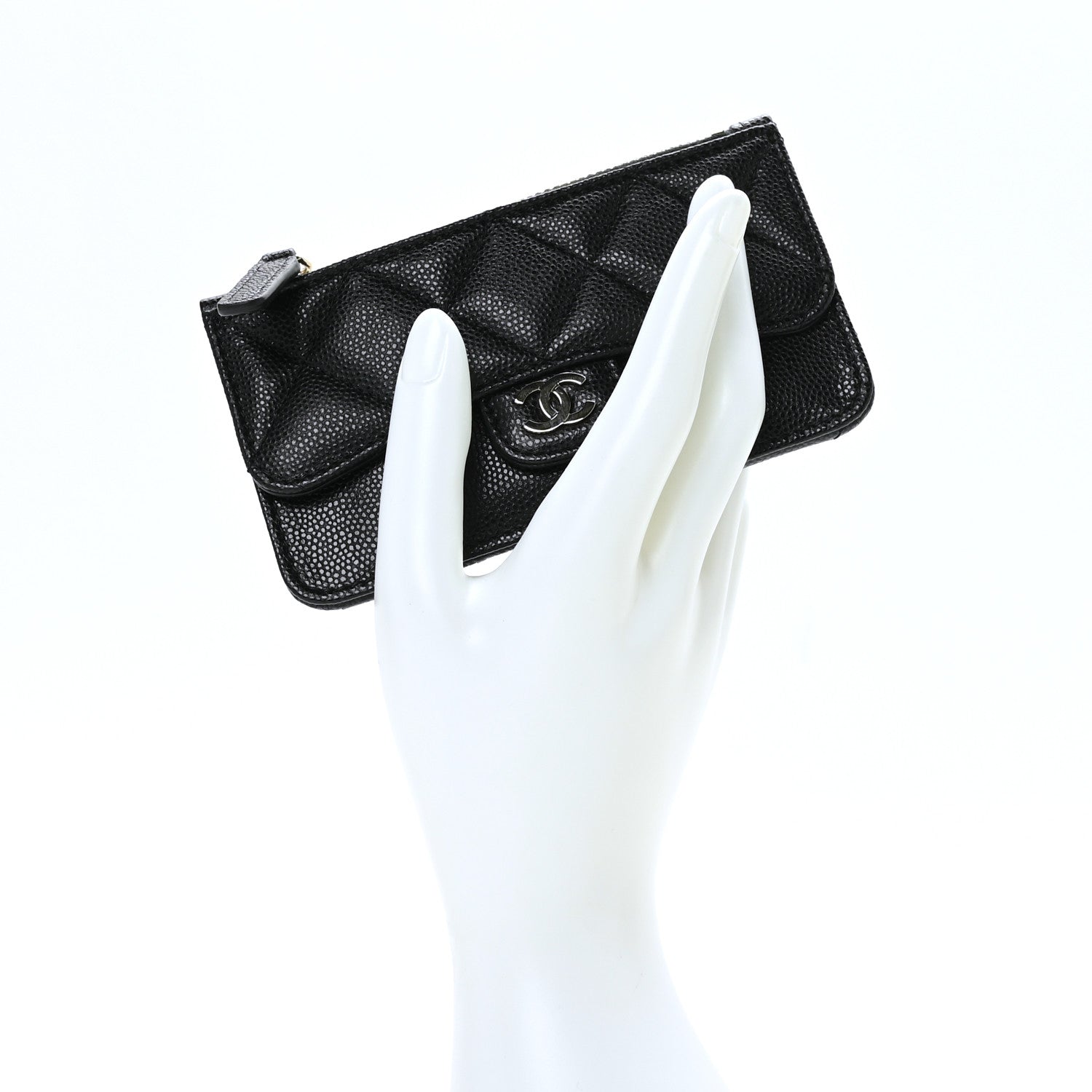 Chanel Caviar Quilted Flap Zip Card Holder Black 2 of 7