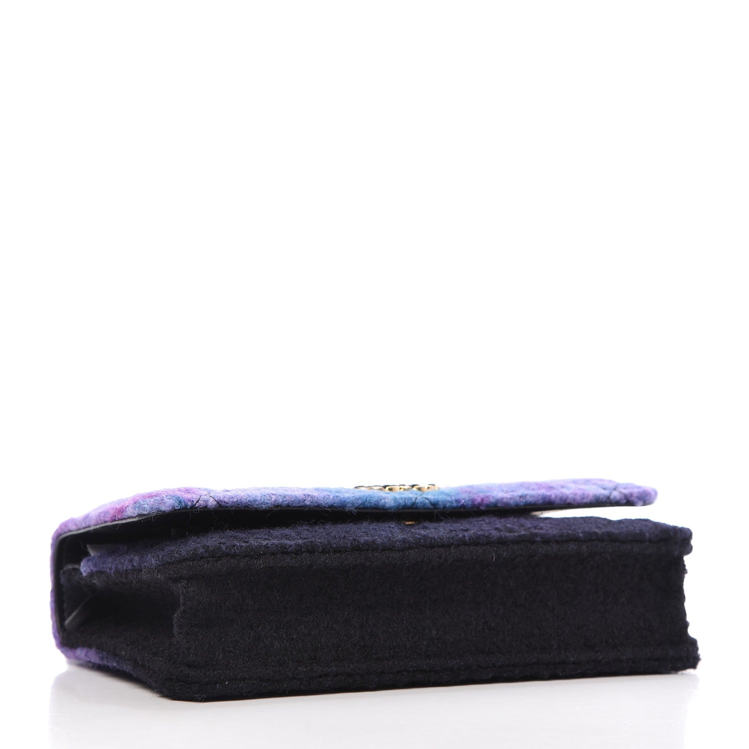 Chanel Wool Tweed Lambskin Quilted 19 Wallet On Chain WOC and Coin Purse Purple Blue 4 of 10