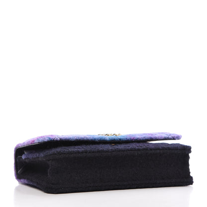 Chanel Wool Tweed Lambskin Quilted 19 Wallet On Chain WOC and Coin Purse Purple Blue 4 of 10
