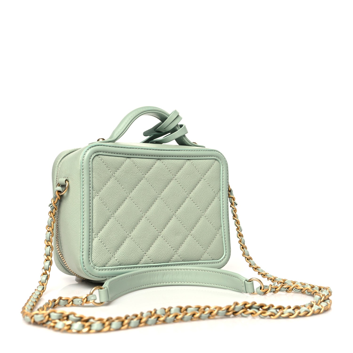 Chanel Caviar Quilted Small CC Filigree Vanity Case Mint 3 of 10