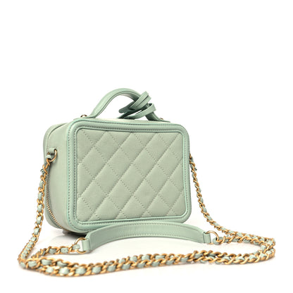 Chanel Caviar Quilted Small CC Filigree Vanity Case Mint 3 of 10