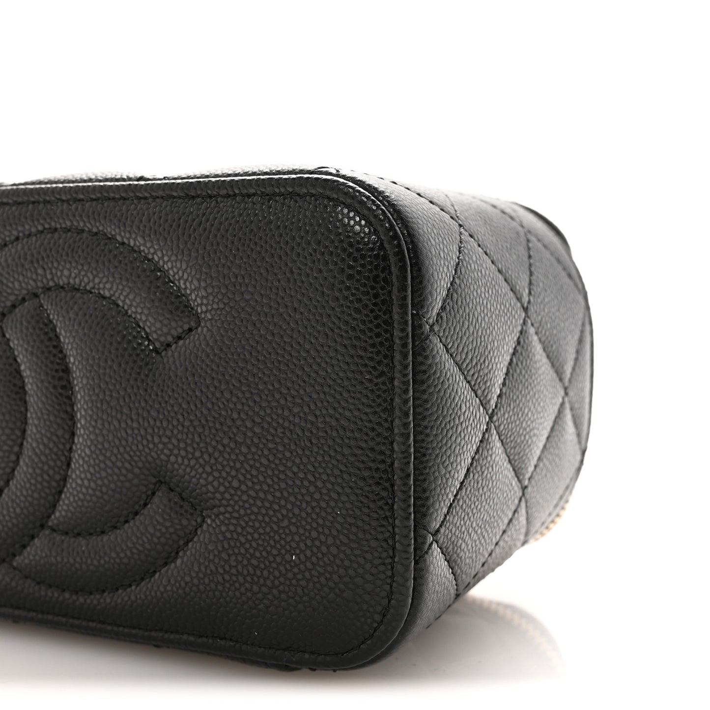 Caviar Quilted Small Vanity Case With Chain Black