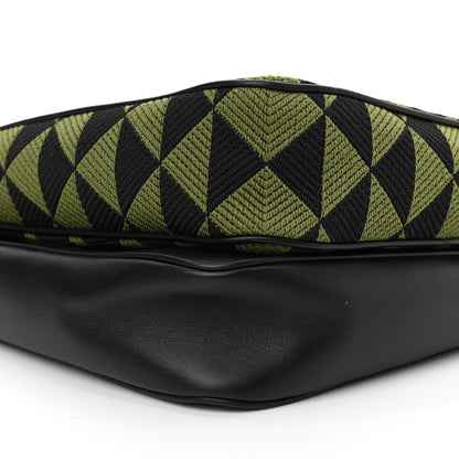 Prada Jacquard Calfskin Triangolo Symbole Embroidered Mini Triangle Double Bag Black Edera 18 of 21