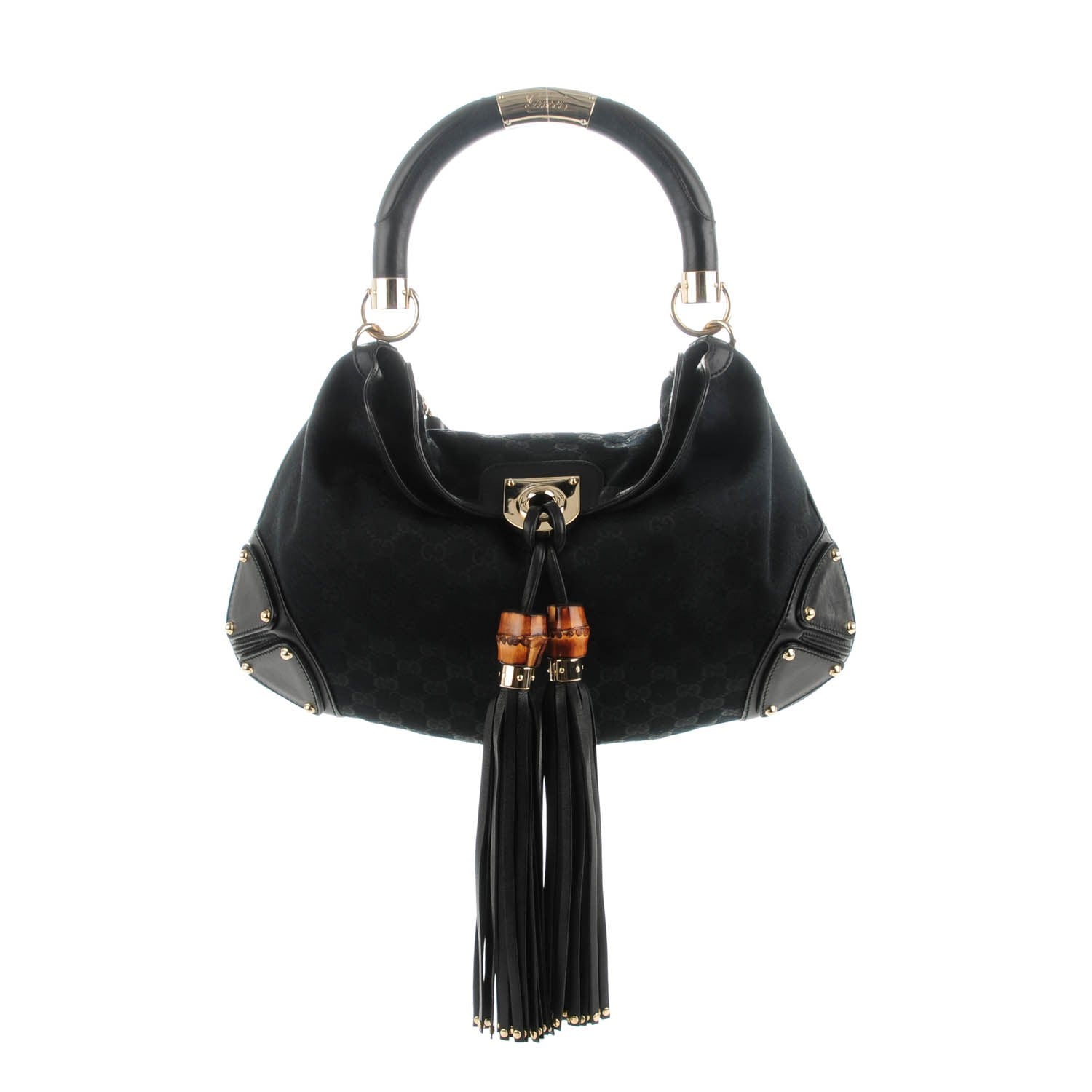 Gucci Monogram Medium Indy Top Handle Hobo Black 1 of 7