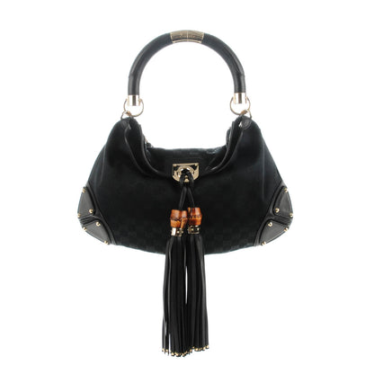 Gucci Monogram Medium Indy Top Handle Hobo Black 1 of 7