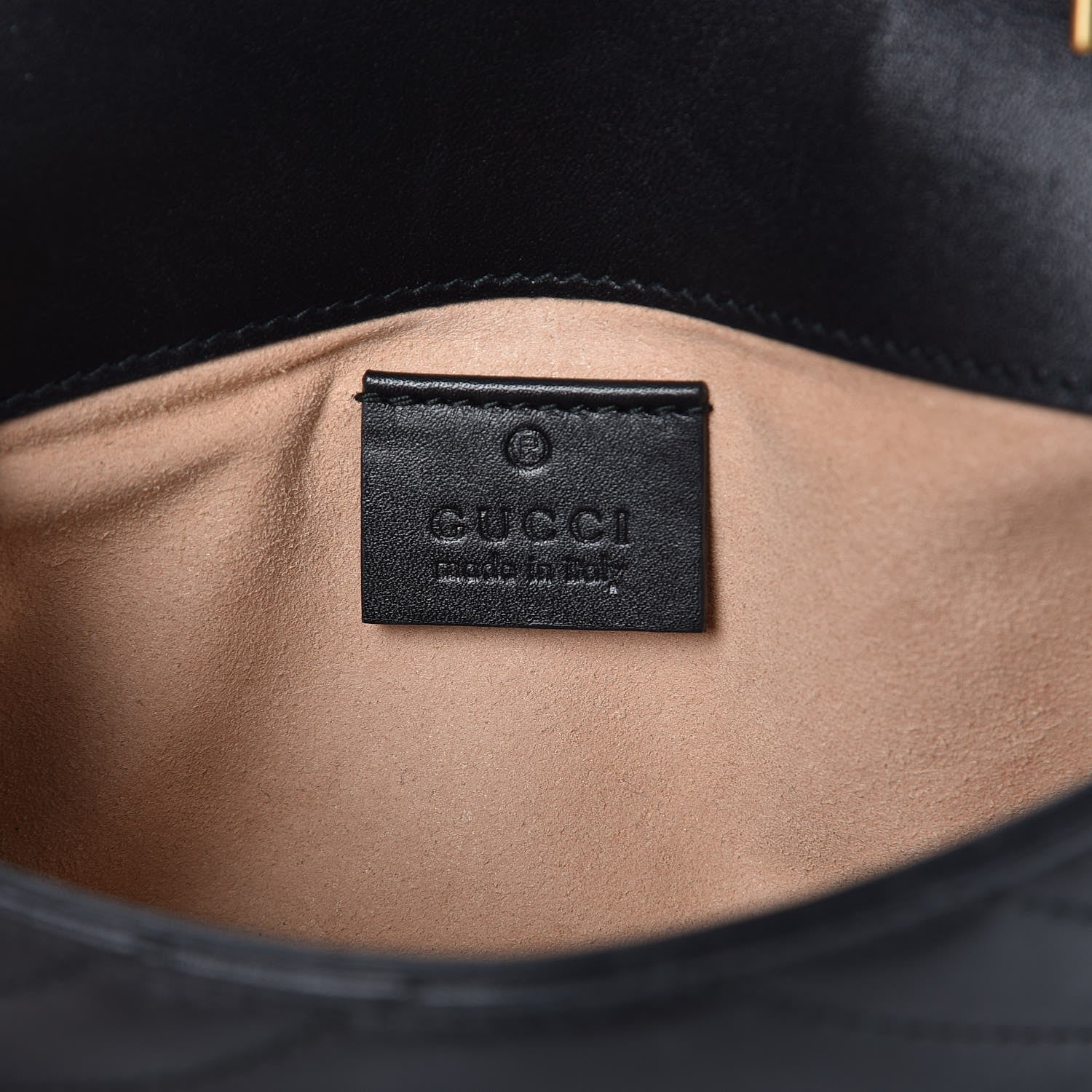 Gucci Calfskin Matelasse Super Mini GG Marmont Shoulder Bag Black 6 of 9