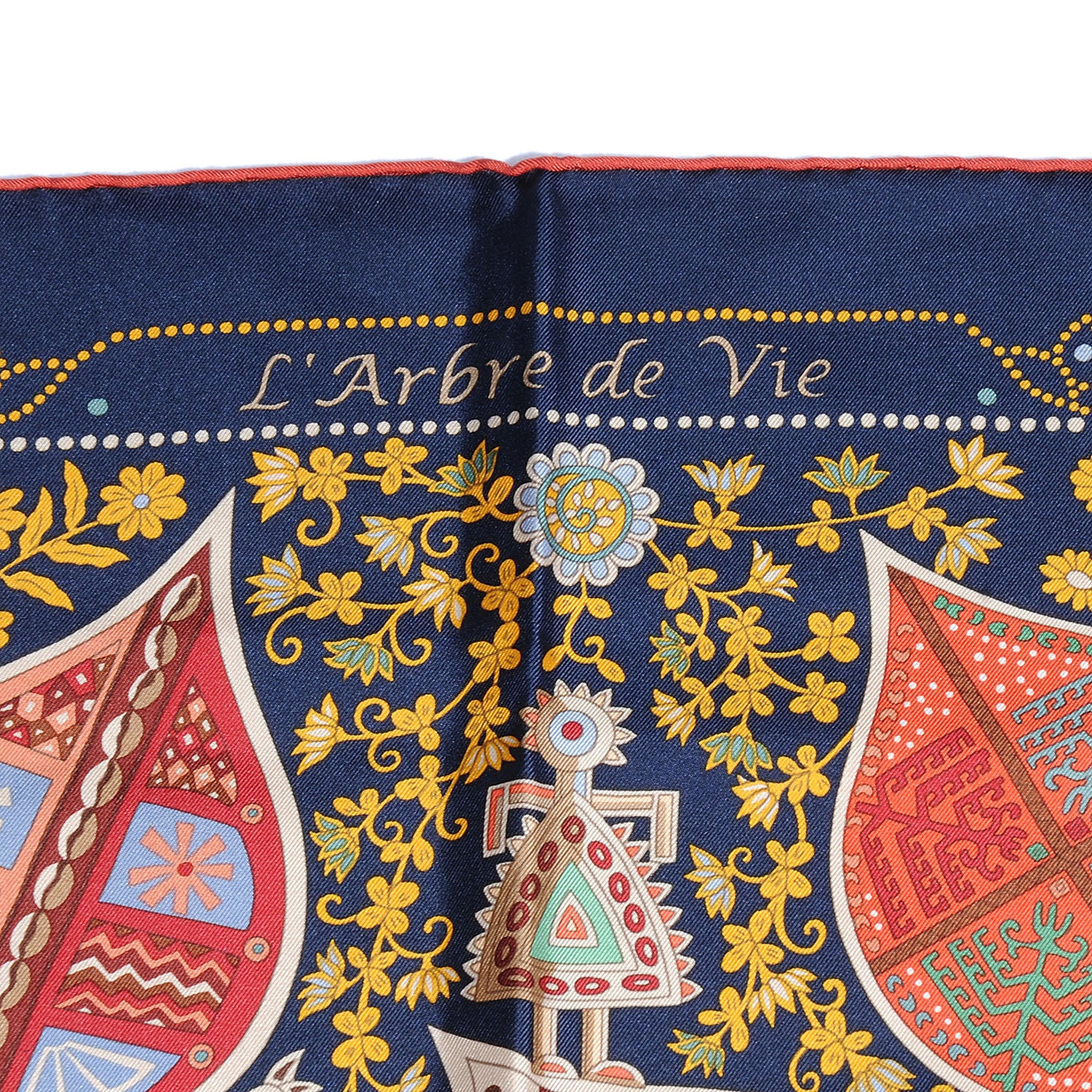 Hermes Silk L Arbre De Vie Scarf 90 Dark Bleu 4 of 5