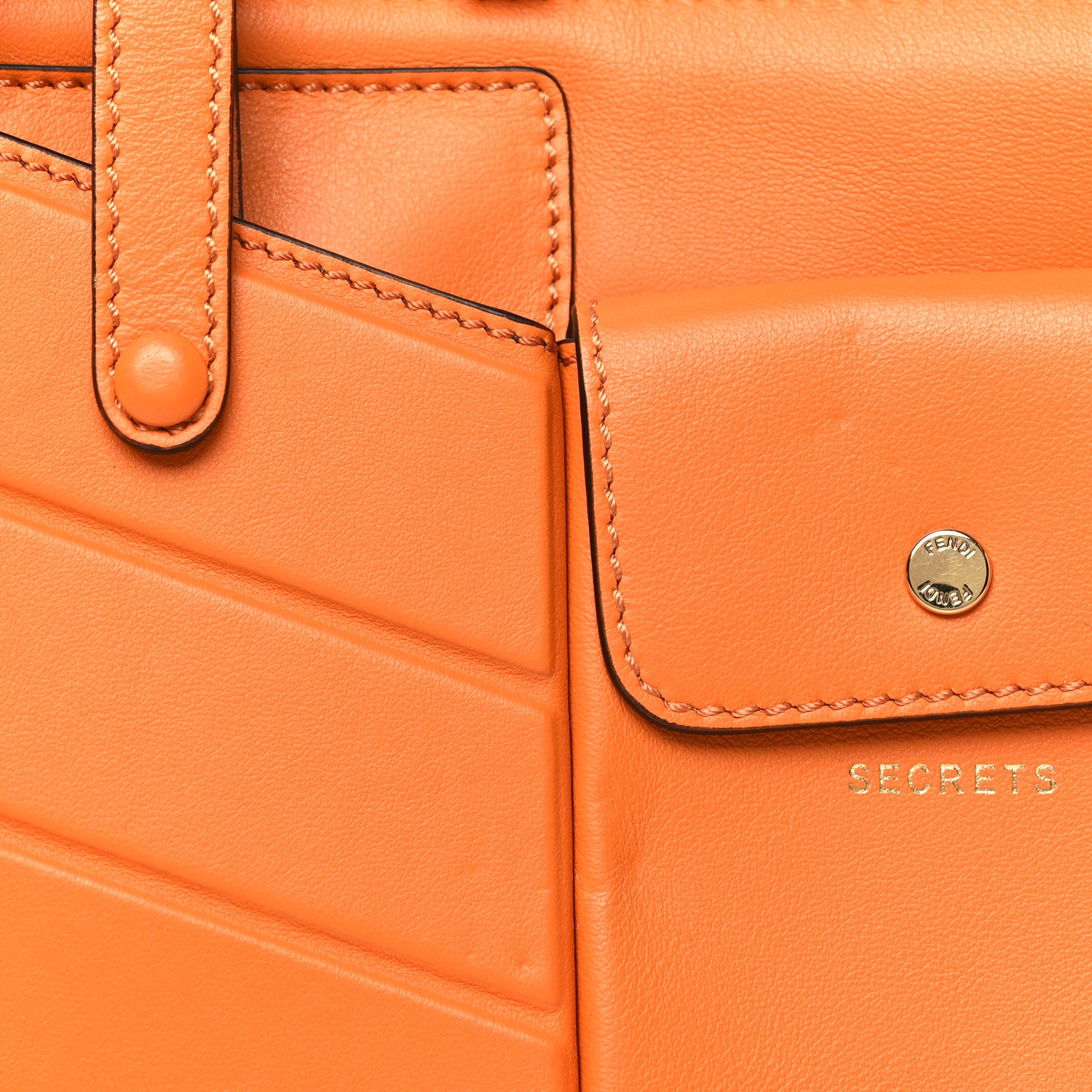 Fendi Vitello Grace Matte Two Pocket Mini Peekaboo Iconic Satchel Aranciata 8 of 11