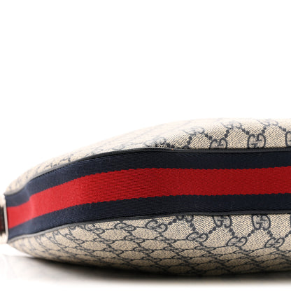 Gucci GG Supreme Monogram Textured Calfskin Web Large Attache Shoulder Bag Beige Blue 9 of 10
