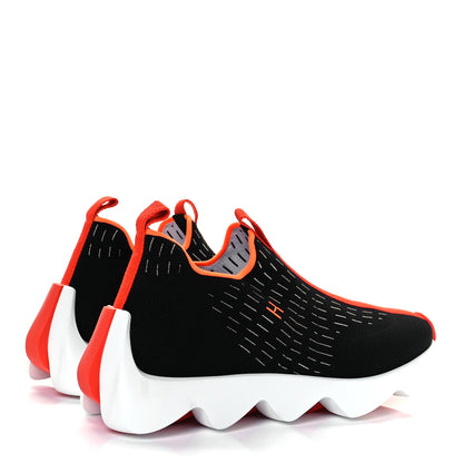 Hermes Technical Canvas Goatskin Womens Eclair Sneakers 40 Black 4 of 7
