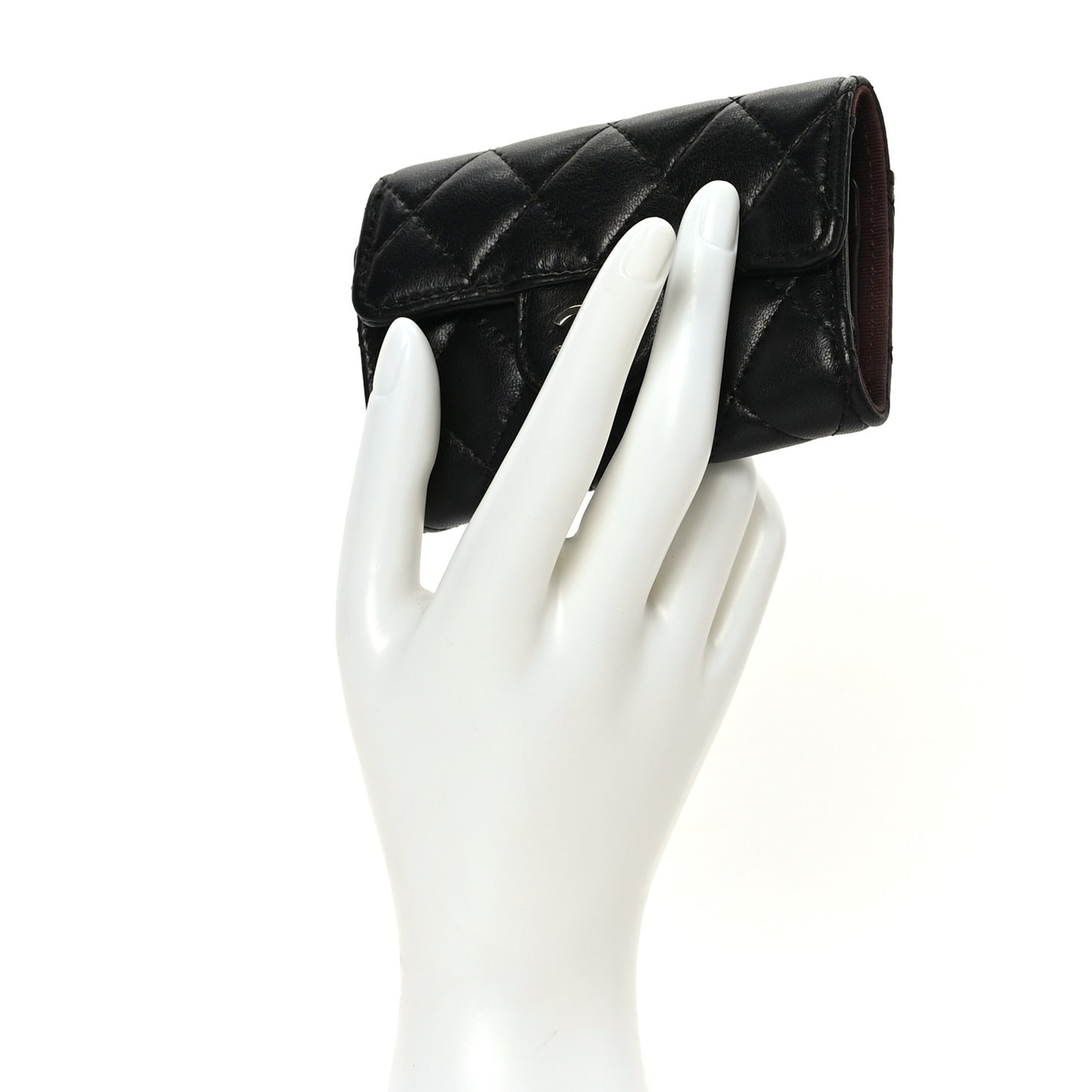 Lambskin Quilted Classic 4 Key Holder Wallet Black