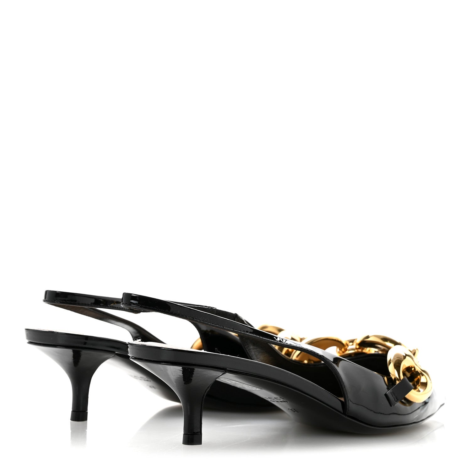 Gucci Vernice Crystal Nappa Charlotte Marina Slingback Pumps 37 Black 4 of 11