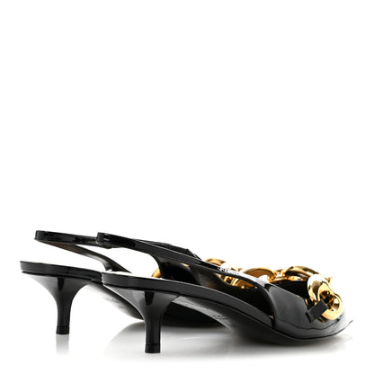Gucci Vernice Crystal Nappa Charlotte Marina Slingback Pumps 37 Black 4 of 11