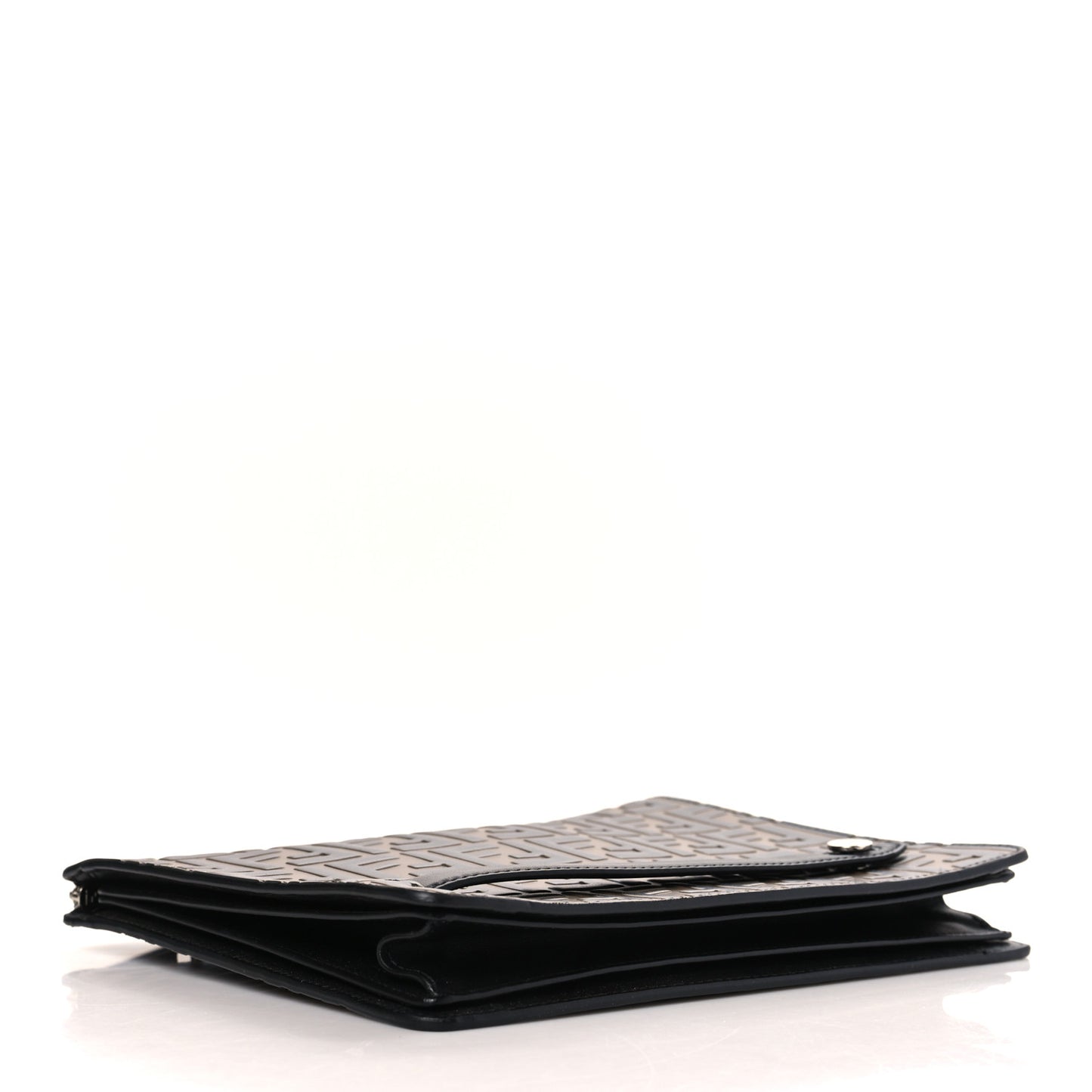 Vitello Grace F is Fendi Bi-Color FF 1974 Embossed Zip Pouch Maya Black
