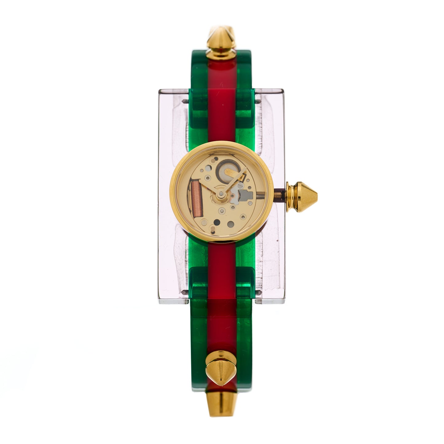 Stainless Steel Plexiglass 24mm Skeleton Stud Quartz Watch