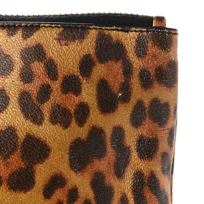 Saint Laurent Metallic Calfskin Leopard Printed Letters Monogram Zip Clutch 11 of 11